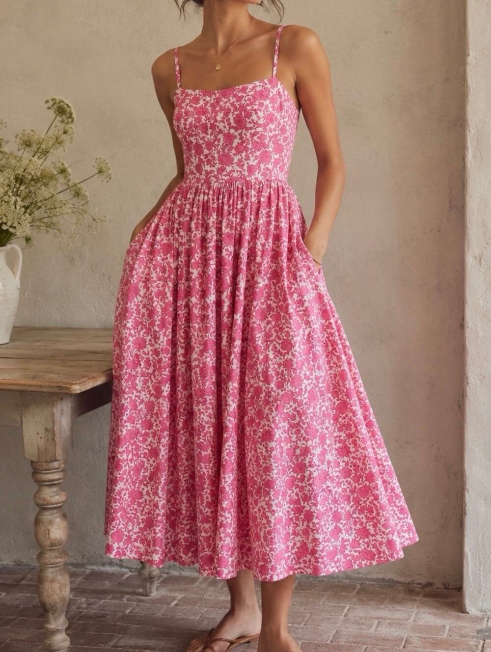 J. CREW Dress 4 Rosebud Floral Midi Lined Hidden Back Zipper Wedding Guest Event